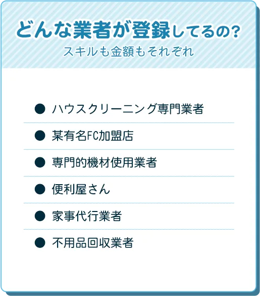 どんな業者が登録してるの？